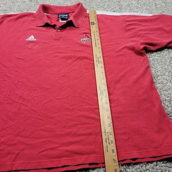 Vintage Adidas St. Louis Cardinals Polo Shirt Mens 2XL Red Short Sleeve Flaws* - Picture 7 of 9